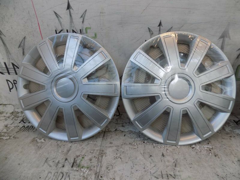 X4 16" UNIVERSAL WHEEL TRIM HUB CAPS CAR VAN TRAILER 4PC PLASTIC SILVER "ARROW"