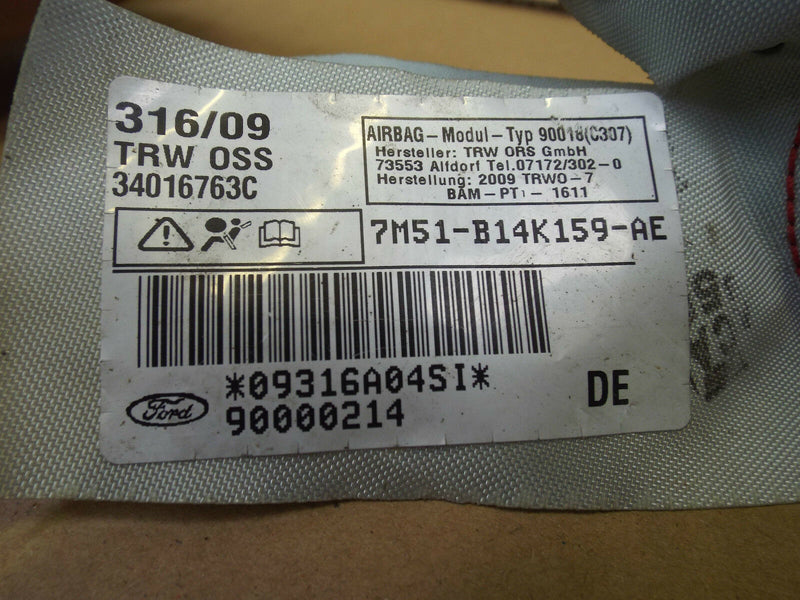FORD FOCUS 08-11 3 DOOR ROB ROOF AIR BAG CURTAIN LEFT SIDE N/S 7M51-B14K159-AE