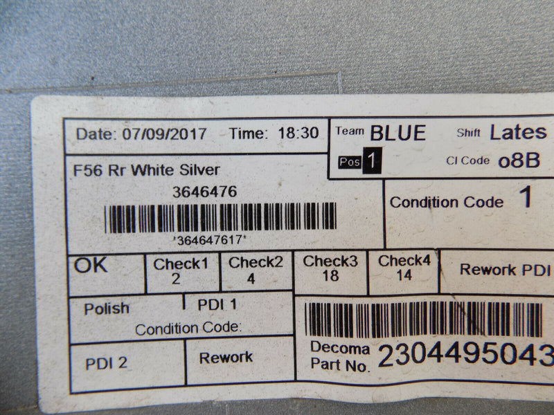 MINI HATCH COOPER ONE F56 2014-2016 REAR BUMPER GENUINE 7300837